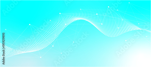 Vector network connection. Abstract mesh, molecular plexus line and cyberspace. abstract blue wave background