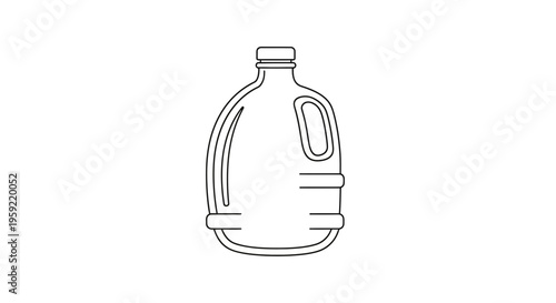 Outline of a large plastic jug with handle, isolated on white background