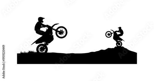 Dynamic Motocross Riders Silhouette Action