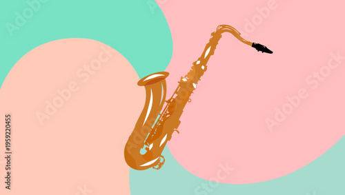 color saxophone, flat color vector illustration