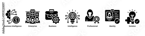 Enterprise Intelligence web banner icon vector illustration with Business Intelligence,Enterprise,Business,Intelligence,Professional,Identity,and Solution