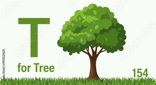 A vector graphic illustration of a tree representing the letter T for educational purposes