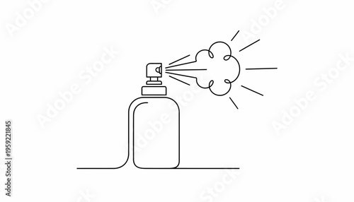 Minimalist Spray Bottle Icon with Abstract Cloud of Mist or Smoke