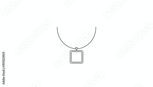 Minimalist Square Pendant Necklace Icon, Simple Jewelry Design, Elegant Accessory