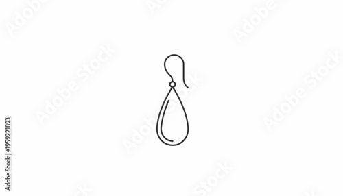 Minimalist Teardrop Earring Icon, Simple Jewelry Outline, Elegant Accessory Graphic