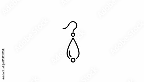 Minimalist Teardrop Earring Icon, Simple Jewelry Line Art, Elegant Accessory Design