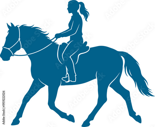 Casual female rider enjoying a trot in profile