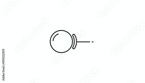 Minimalist line art icon of a single earring with a pearl and a thin post on a white background.