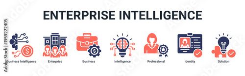 Enterprise Intelligence web banner icon vector illustration with Business Intelligence,Enterprise,Business,Intelligence,Professional,Identity,and Solution