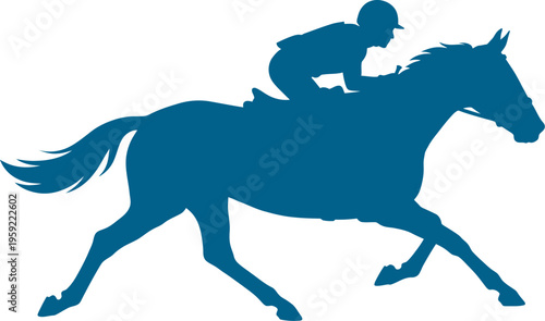 Racing jockey galloping at high speed on a horse
