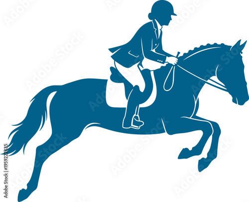 Show jumping horse and rider clearing a jump