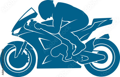 Sportbike racer leaning into corner on race track