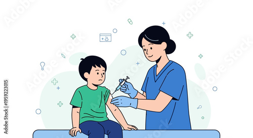 Doctor giving vaccination to a child, healthcare, medical injection, child health, pediatric care