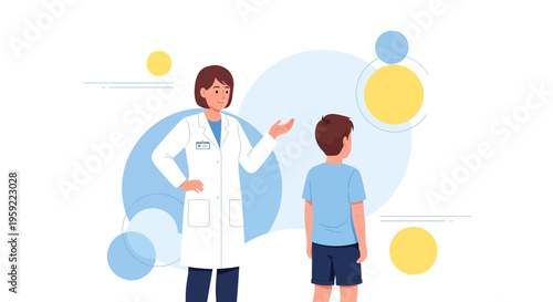 Doctor talking to a child patient, medical consultation, healthcare concept