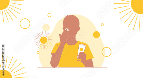 Man applying sunscreen to face, sun protection, summer skincare, healthy skin