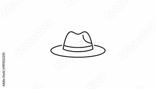 Minimalist Line Art Icon of a Classic Fedora Hat