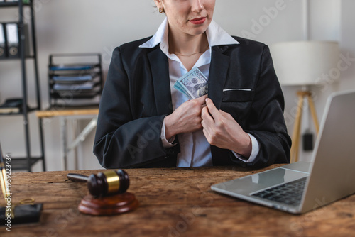 Принти на полотні Lawyer secretly hiding bribe money in jacket pocket