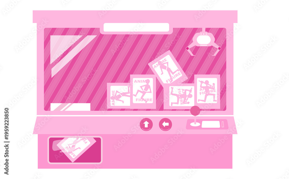 Fototapeta premium ピンクのUFOキャッチャーの背景イラスト