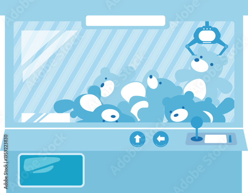 テディベアのUFOキャッチャーの背景イラスト