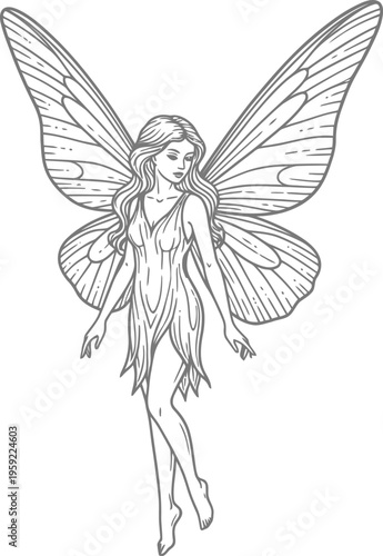 Graceful fairy flying with butterfly wings