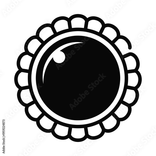 Vintage metal bottle cap vector icon, black and white soda crown cork illustration, classic beverage lid graphic for brewery branding