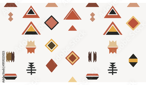 African tribal geometric seamless pattern boho abstract shapes vector background