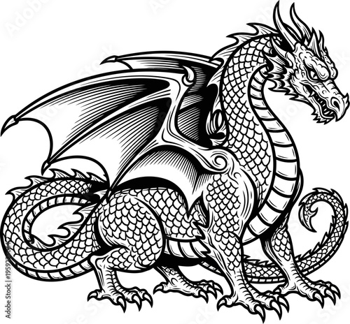 Majestic dragon standing in profile