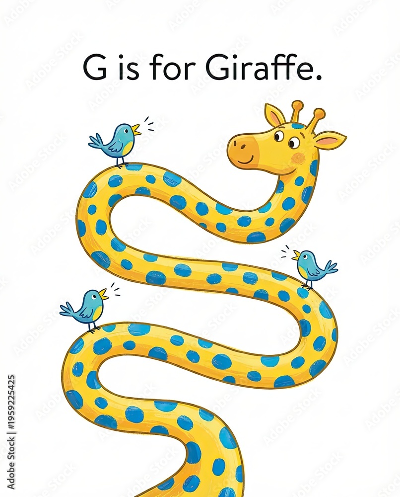 Obraz premium authentic human lifestyle concept G is for Giraffe: Cute Animal Alphabet Illustration for Kids Learning. Fun cartoon for preschool and kindergarten education. modern commercial stock usage