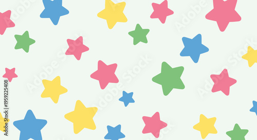 A colorful vector graphic of pastel stars on a white background