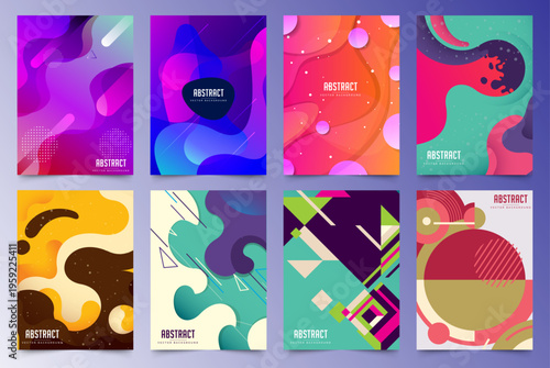 Abstract backgrounds, colorful geometric patterns, modern liquid designs, vibrant business templates