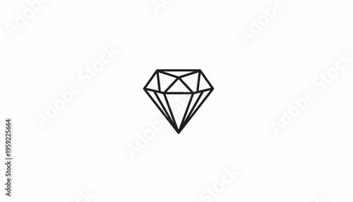 Minimalist Diamond Icon, Geometric Gemstone Symbol, Luxury Jewel Outline