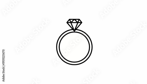Minimalist Diamond Ring Icon - Elegant Engagement Symbol
