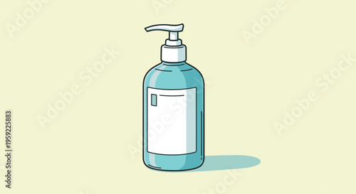 A simple vector illustration of a hand sanitizer bottle with a pump dispenser