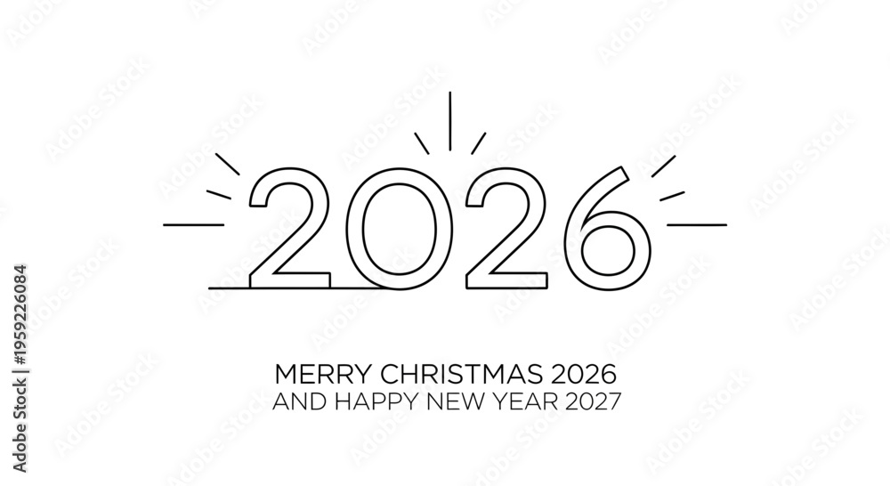 Fototapeta premium Minimalist 2026 Year Number with Christmas and New Year Greeting