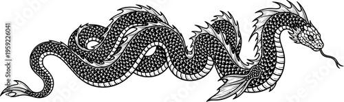 Slender sea serpent swimming through the water