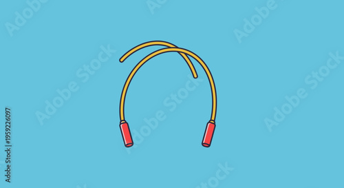 A minimalist vector graphic illustration of a yellow jumper cable with red handles on a blue background
