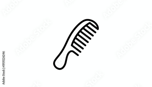 Minimalist Black and White Icon of a Comb, Simple Line Art for Hair Care and Grooming