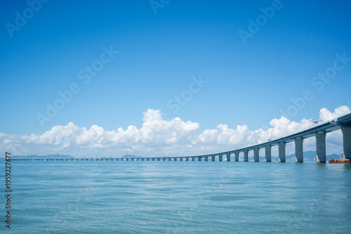 Panorama of Hong Kong-Zhuhai-Macao Bridge, Cross-sea Bridge in Greater Bay Area