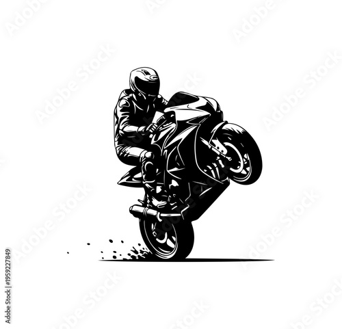 Dynamic Motorcycle Stunt Artist in Mid-Air