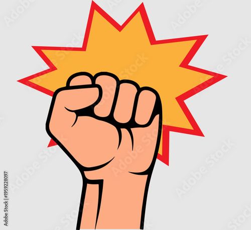 fist punch on a light background, large fist, icon, isolate,