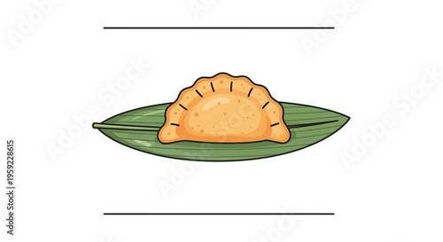Delicious Empanada on a Green Leaf, Traditional Latin American Food