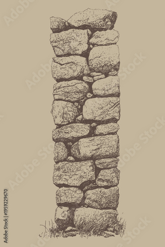 Stone Wall Texture Detailed Drawing