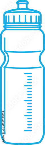 Blue Outline Sports Water Bottle with Measurement Markings