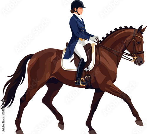 Dressage rider performing a collected trot