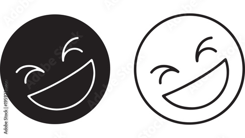 Laughing face icon set with transparent background