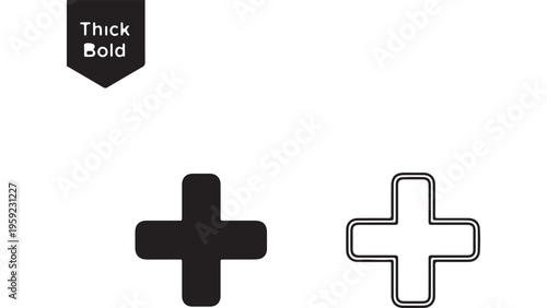 Plus sign icon in bold and outline with transparent background