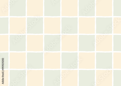 手描きの四角形がきれいに並んでいる背景素材（黄色・緑）