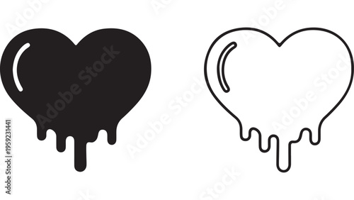 Dripping heart shape outline and filled with transparent background