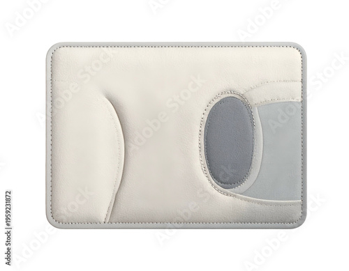 Cream cardholder with grey accent pocket and clear window slot