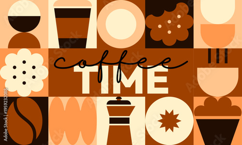 Coffee Time Flat Design Illustration